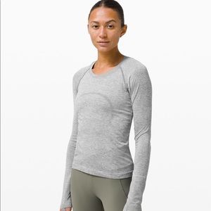 Lululemon swiftly tech long sleeve top in off-white